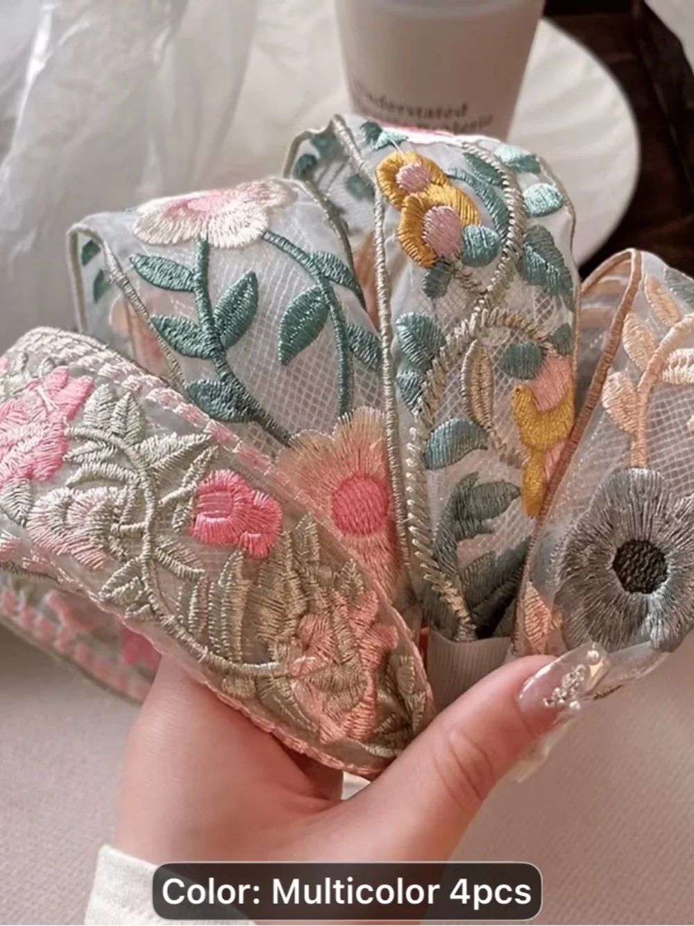 Embroidered Ethnic style Floral Padded Headband - Multicolor